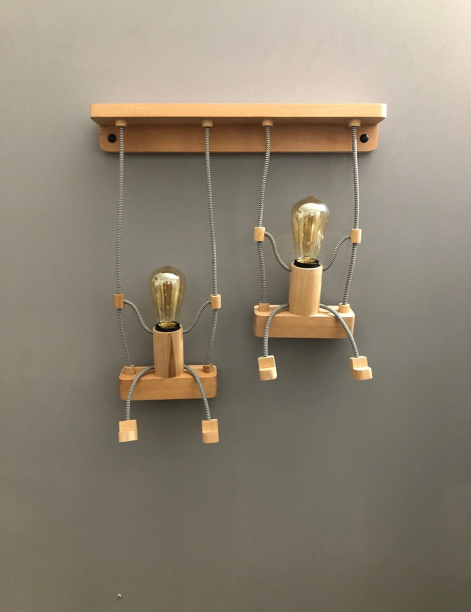 Handmade Puppet Wall Lamp – Wooden Swing Light for Kids Room by Krafted Kingdom - Image 3