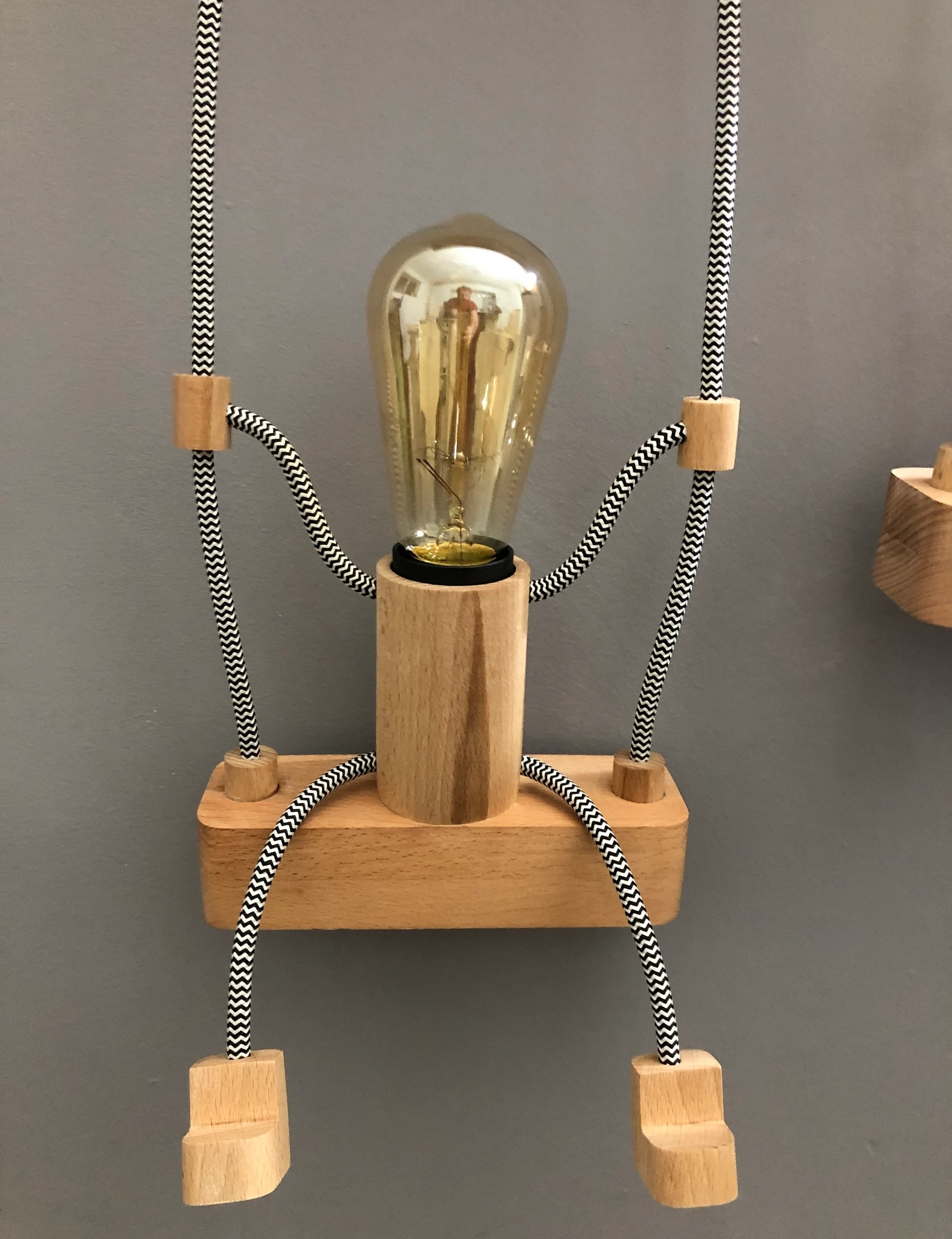 Handmade Puppet Wall Lamp – Wooden Swing Light for Kids Room by Krafted Kingdom