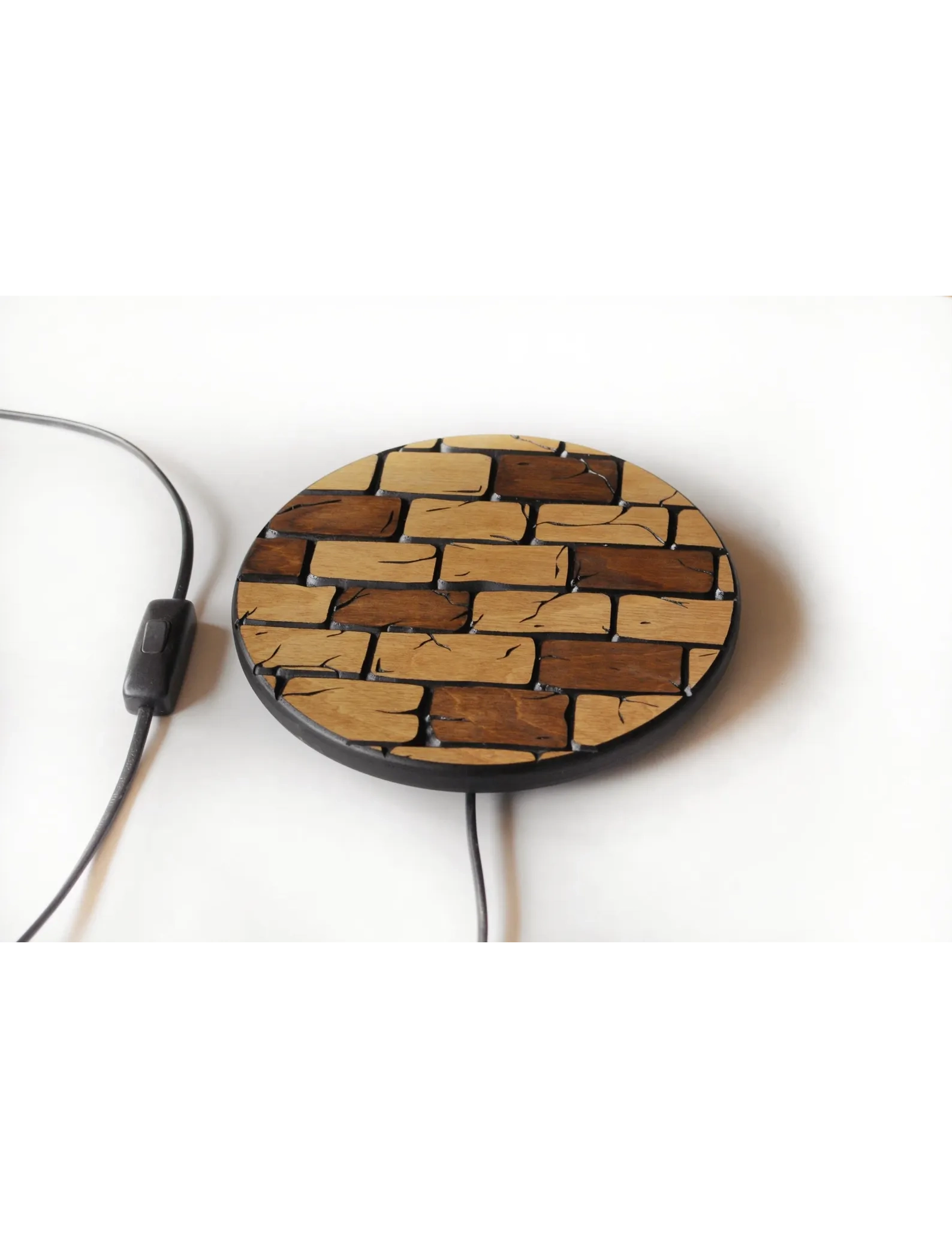 Handmade Round Wooden Wall Sconce – Boho Plug-In Lamp by Krafted Kingdom - Image 5