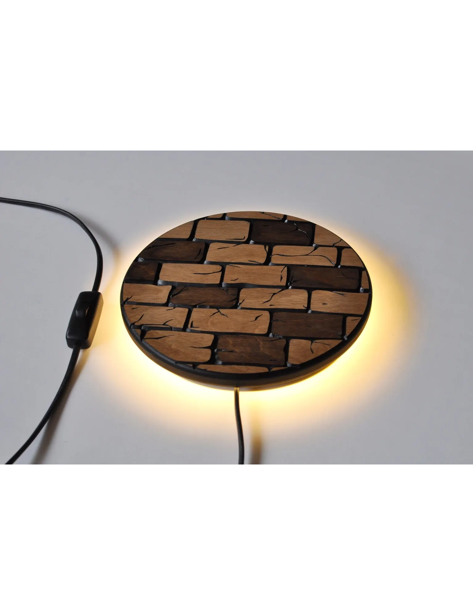 Handmade Round Wooden Wall Sconce – Boho Plug-In Lamp by Krafted Kingdom - Image 6