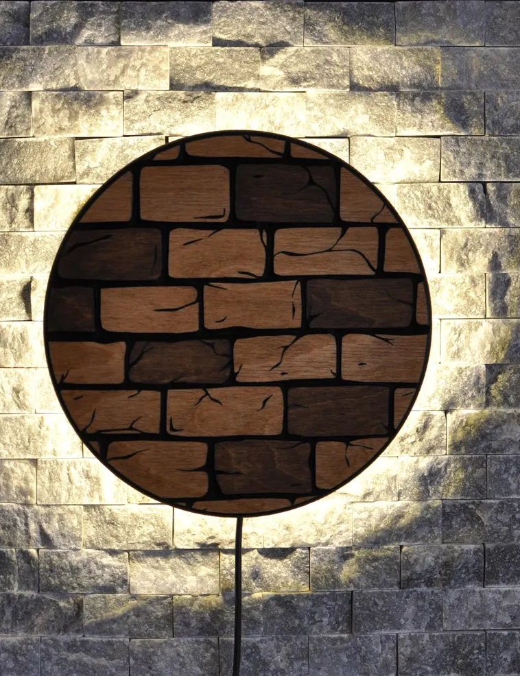 Handmade Round Wooden Wall Sconce – Boho Plug-In Lamp by Krafted Kingdom