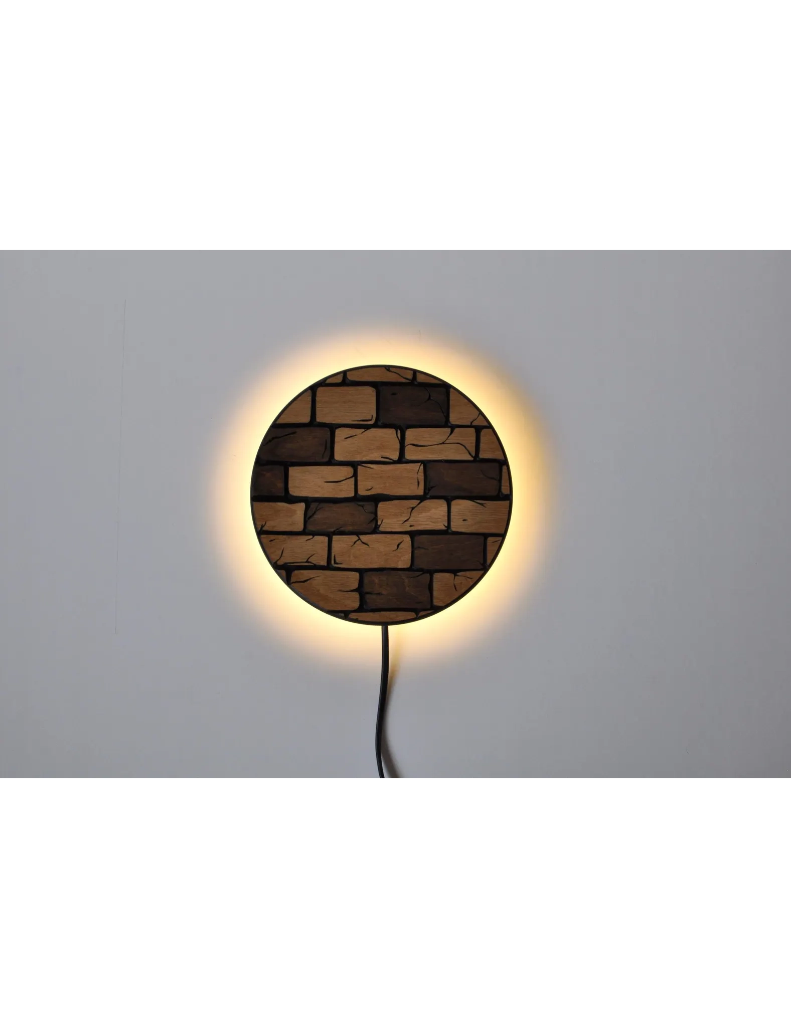 Handmade Round Wooden Wall Sconce – Boho Plug-In Lamp by Krafted Kingdom - Image 2