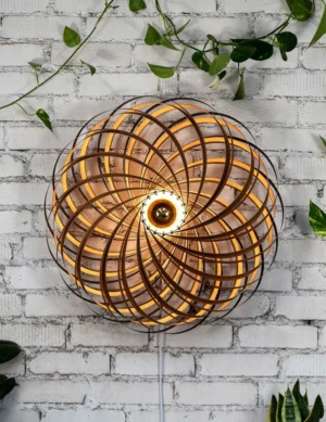 Handmade Designer Wall Lamp – Walnut Wood Diameter by Krafted Kingdom