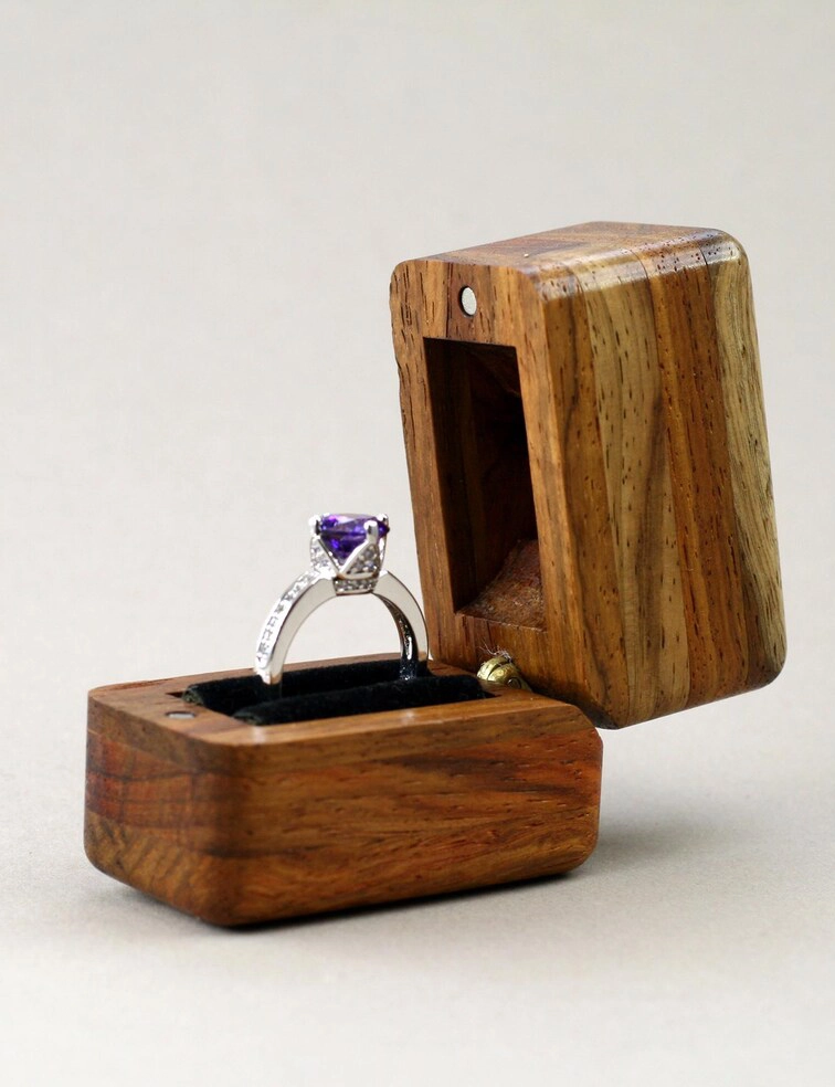 WB SR 11, Unique Raw Wood Ring Box Handcrafted By Krafted Kingdom - Image 2