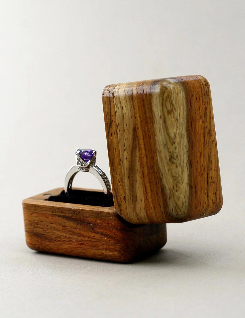 WB SR 11, Unique Raw Wood Ring Box Handcrafted By Krafted Kingdom - Image 5