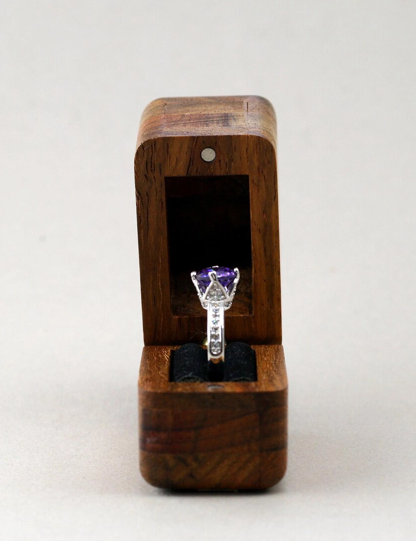 WB SR 11, Unique Raw Wood Ring Box Handcrafted By Krafted Kingdom - Image 6