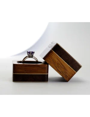 WB SR 9, Premium Quality Ring Box Featuring Crisp White Strips Handcrafted by Krafted Kingdom