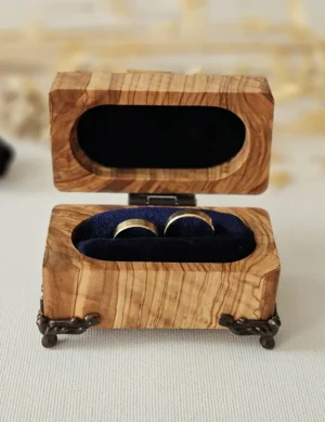 VB SR 16, Handcrafted Premium Quality Natural Wood Ring Box With Bronze Accent By Krafted Kingdom