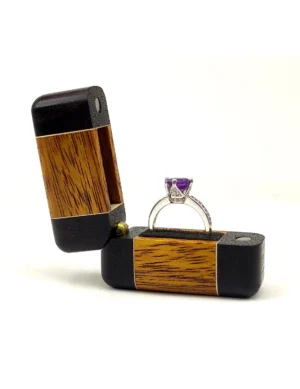 WB SR 12, Handcrafted Dark Brown Shade Ring Box Made With Premium Quality Natural Wood